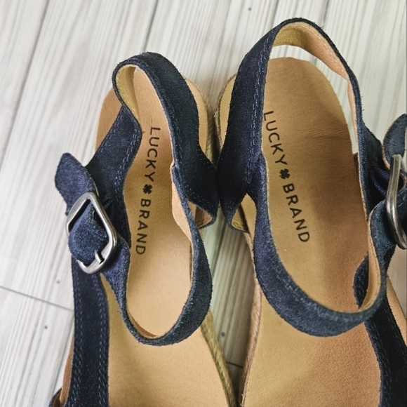 Lucky Brand Gabrien Suede Espadrille Sandals in Blue and Tan Size 6 - Picture 5 of 10